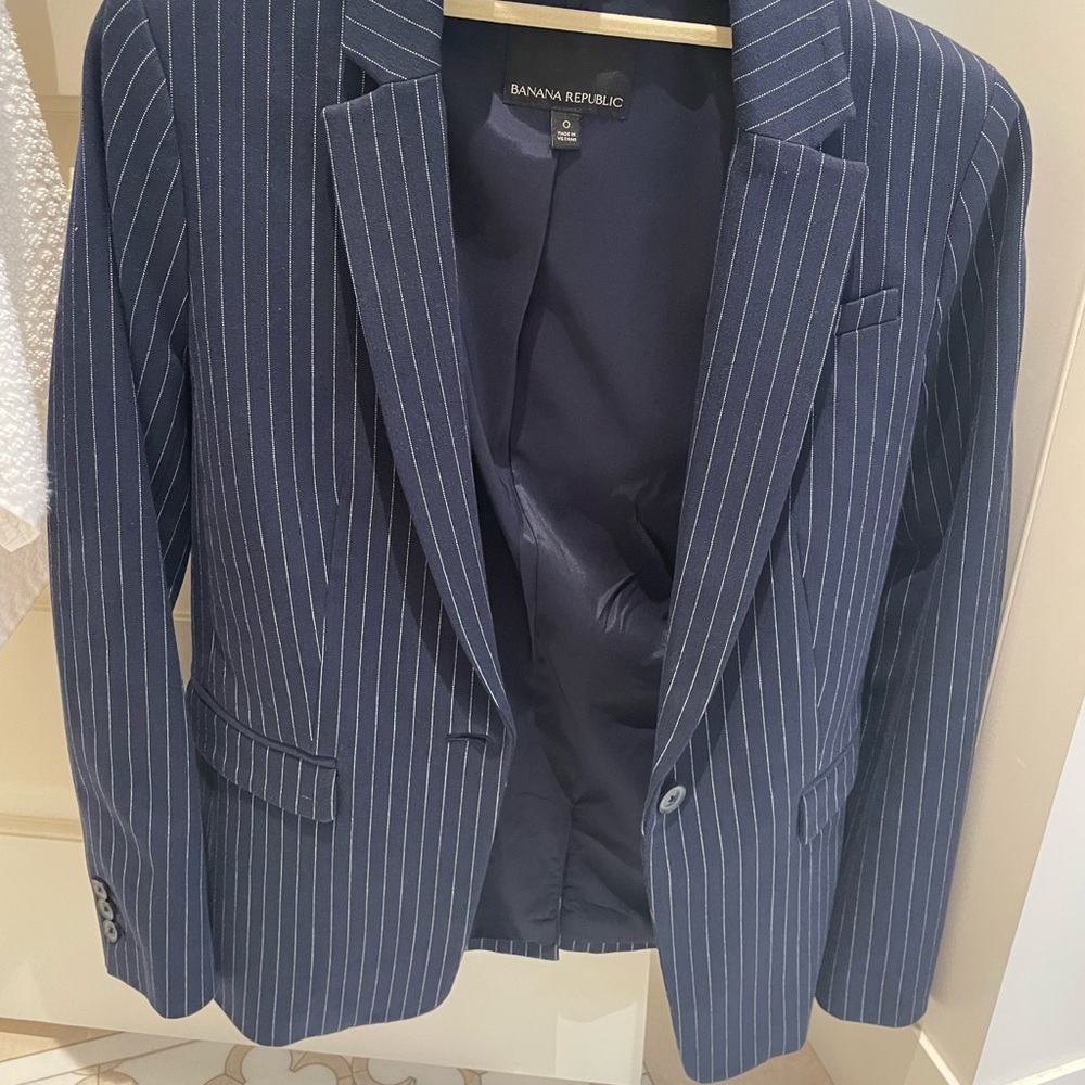 Banana Republic Navy Pinstripe Blazer